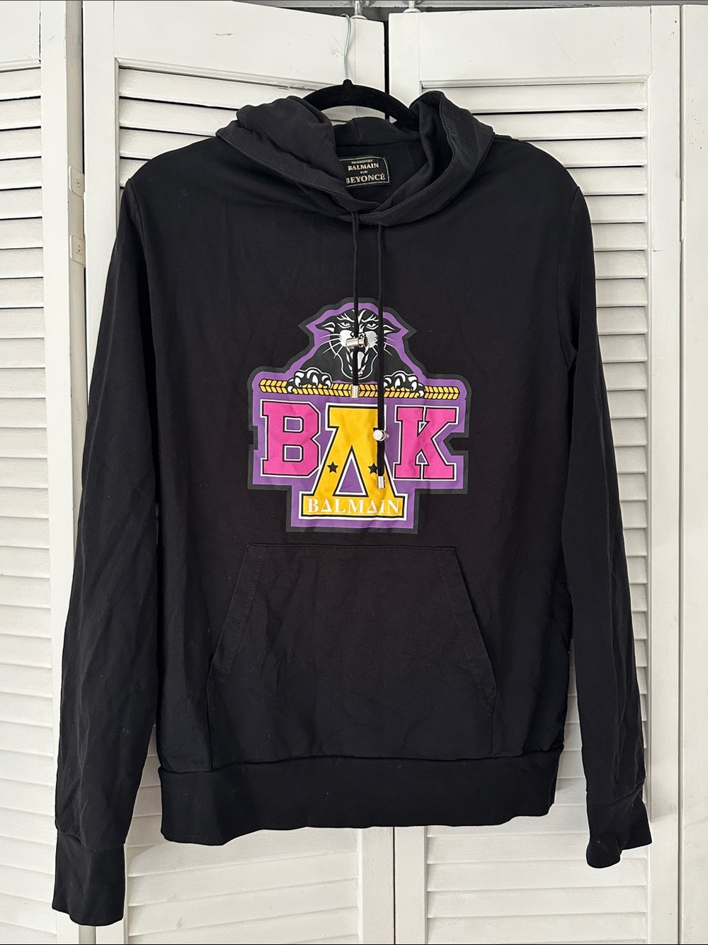 Balmain for Beyonce Crewneck Hoodie with Purple and Yellow Graphic